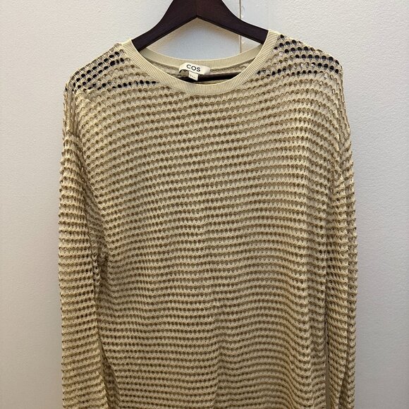 COS Sweaters - COS Cream Lightweight Crewneck Open-Knit Sweater